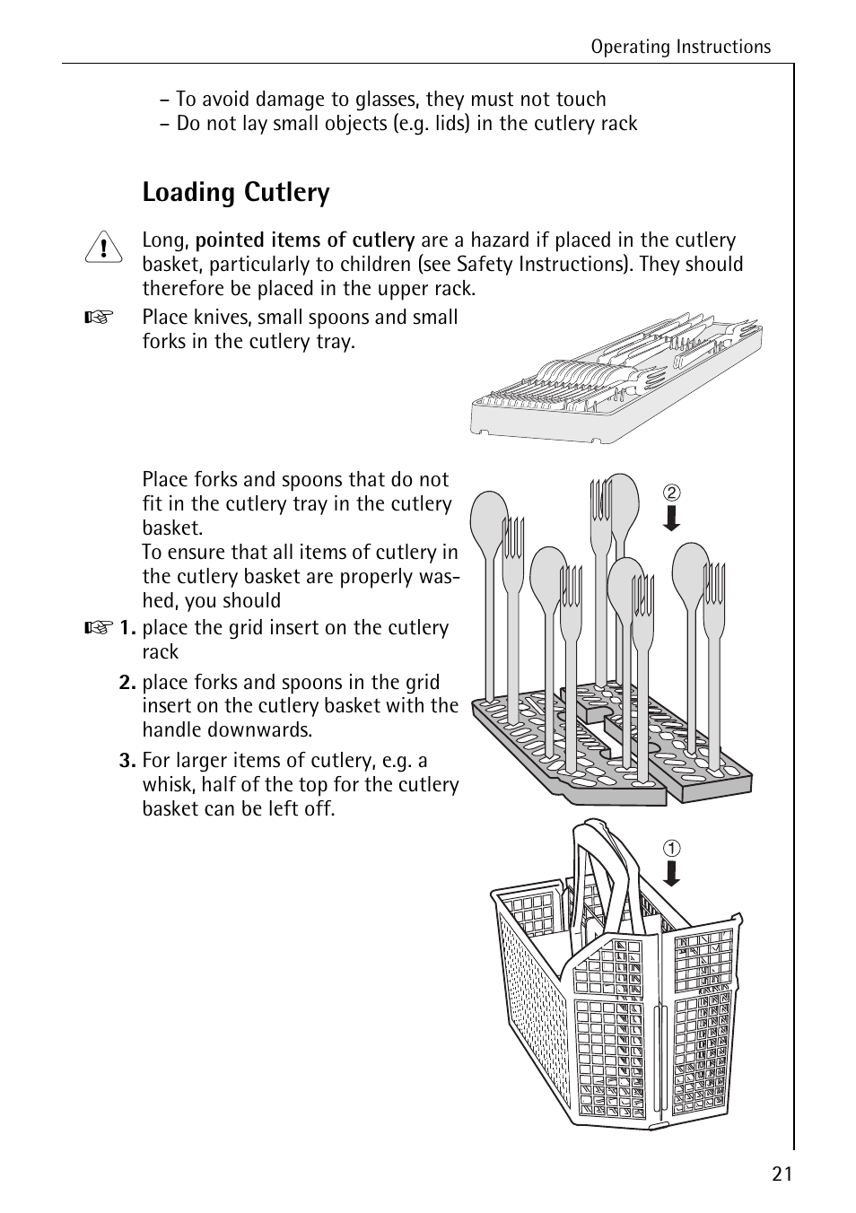 Loading cutlery | AEG FAVORIT 88050 I User Manual | Page 21 / 56