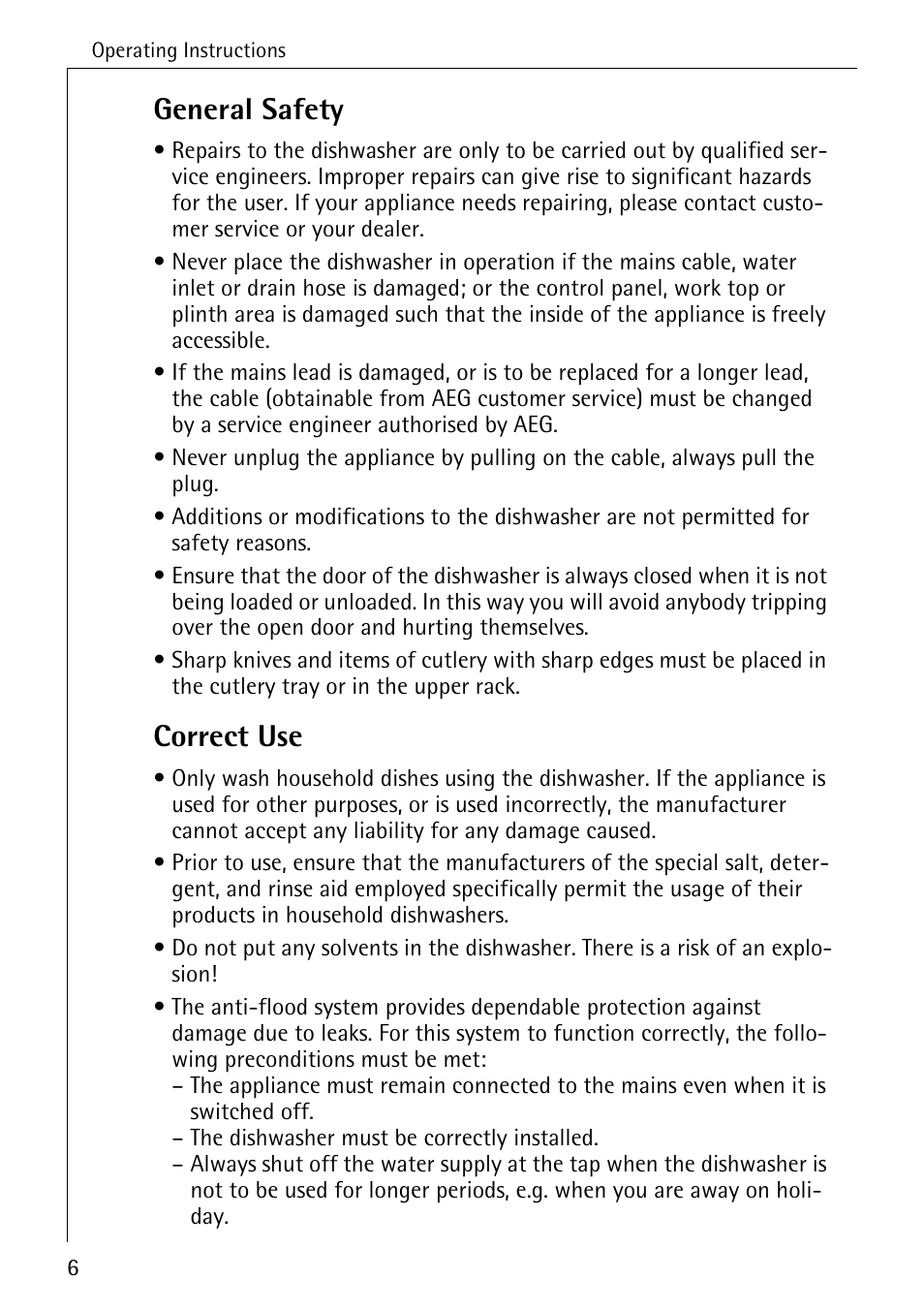 General safety, Correct use | AEG FAVORIT 88050 I User Manual | Page 6 / 56