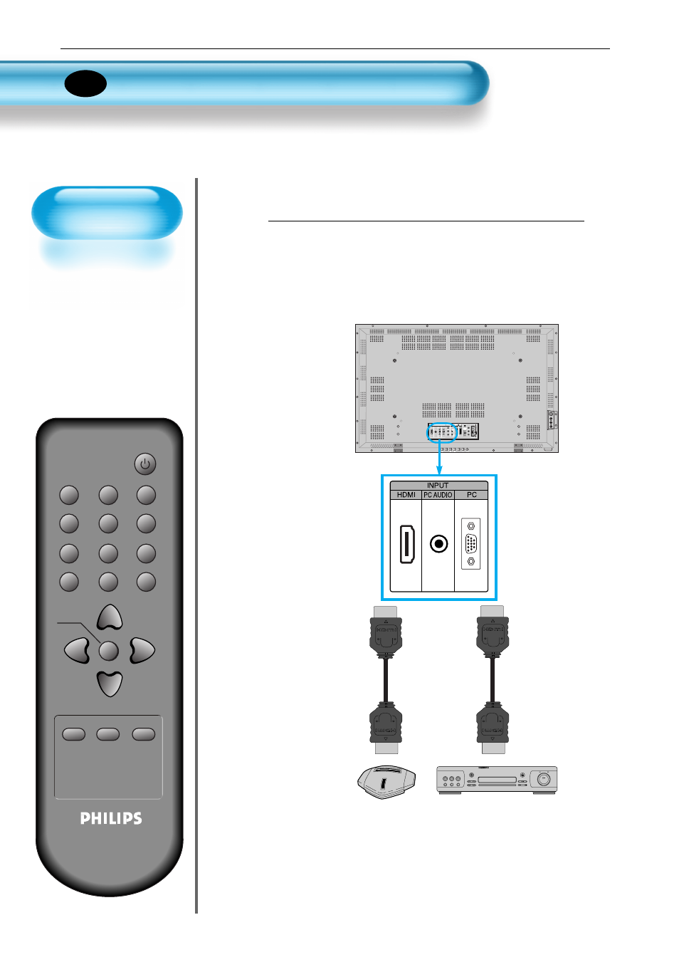 Conexión con un hdmi, Collegare il cavetto hdmi al televisore | Philips Monitor de plasma User Manual | Page 27 / 59