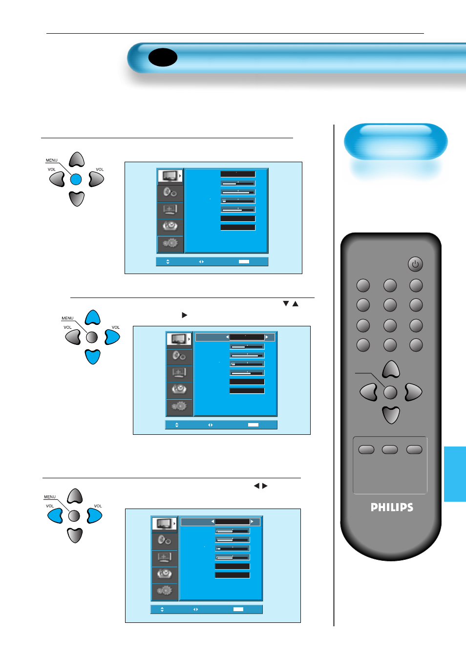 Personalización de la imagen, Pulse el botón de programa, Seleccione el modo personalizar | Pulse el botón menú, Tras seleccionar [picture (imagen)] con el botón, Pulse el botón, En la pantalla aparecerá el siguiente menú | Philips Monitor de plasma User Manual | Page 32 / 59