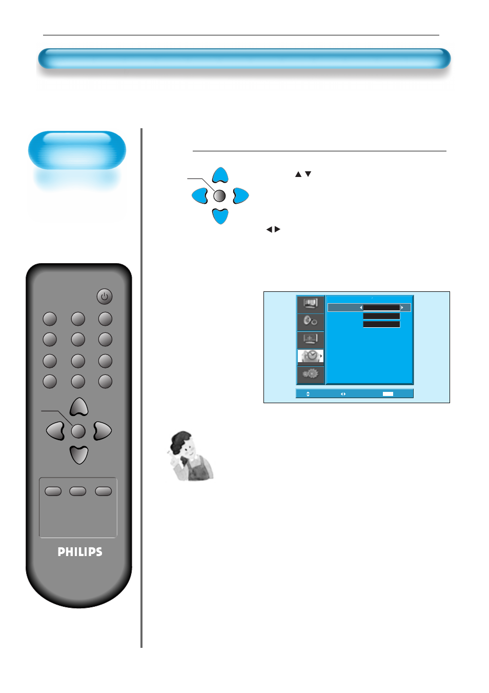 Ajuste de la hora, Funciones del ajuste de la hora | Philips Monitor de plasma User Manual | Page 53 / 59