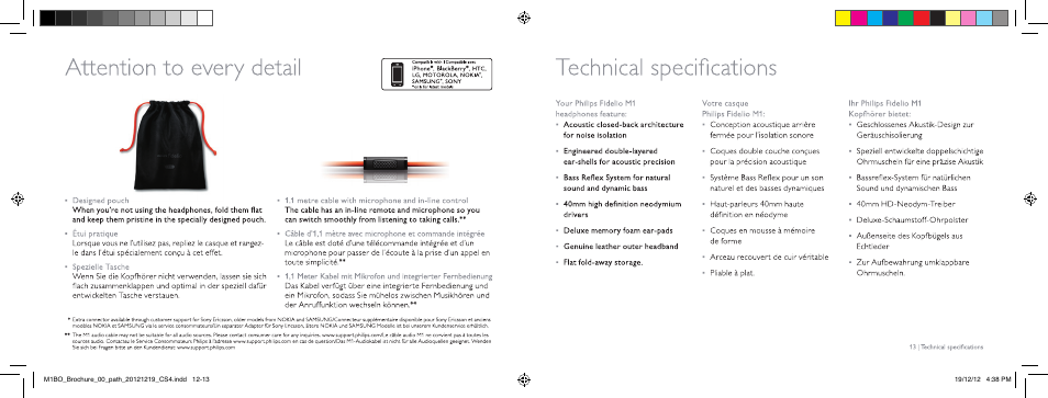 Attention to every detail, Technical specifications | Philips Fidelio Auricular con banda de diadema User Manual | Page 7 / 12