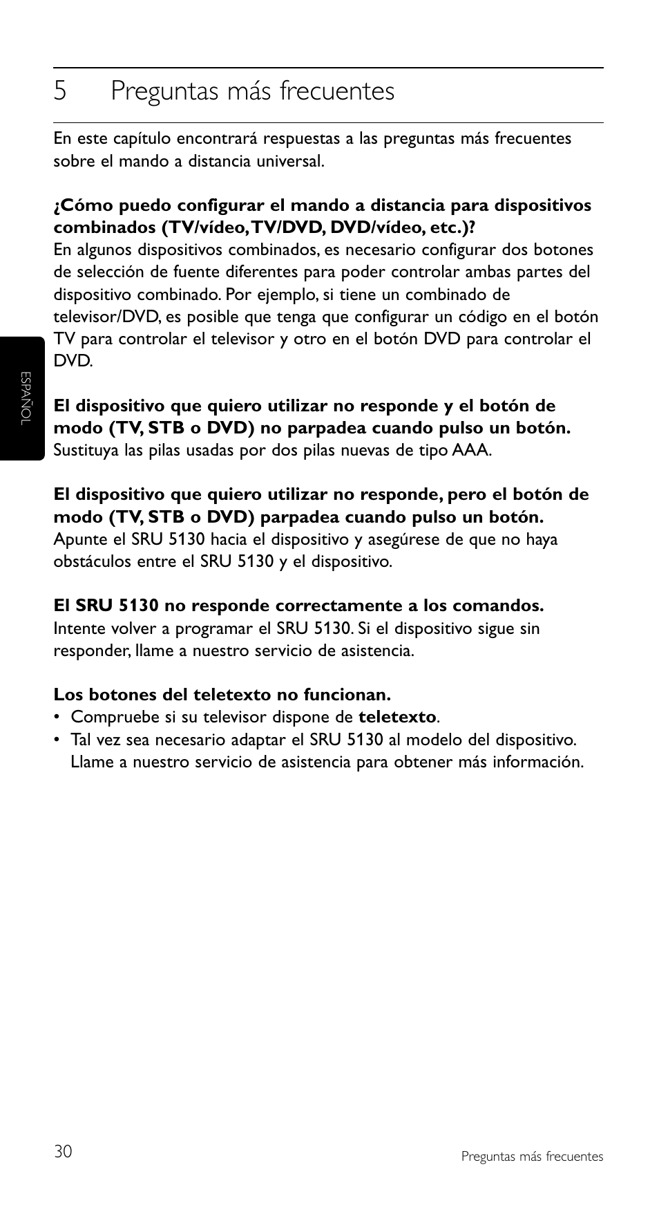 5preguntas más frecuentes | Philips Mando a distancia universal User Manual | Page 30 / 108