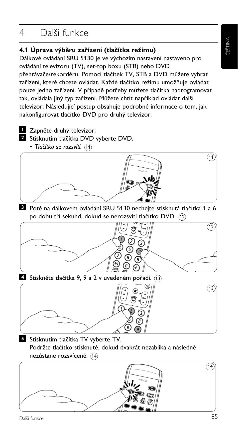 4další funkce | Philips Mando a distancia universal User Manual | Page 85 / 108