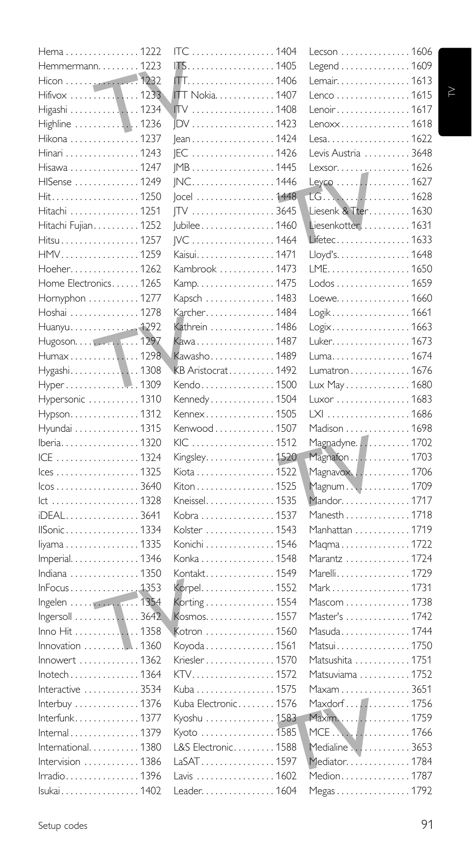 Philips Mando a distancia universal User Manual | Page 91 / 108