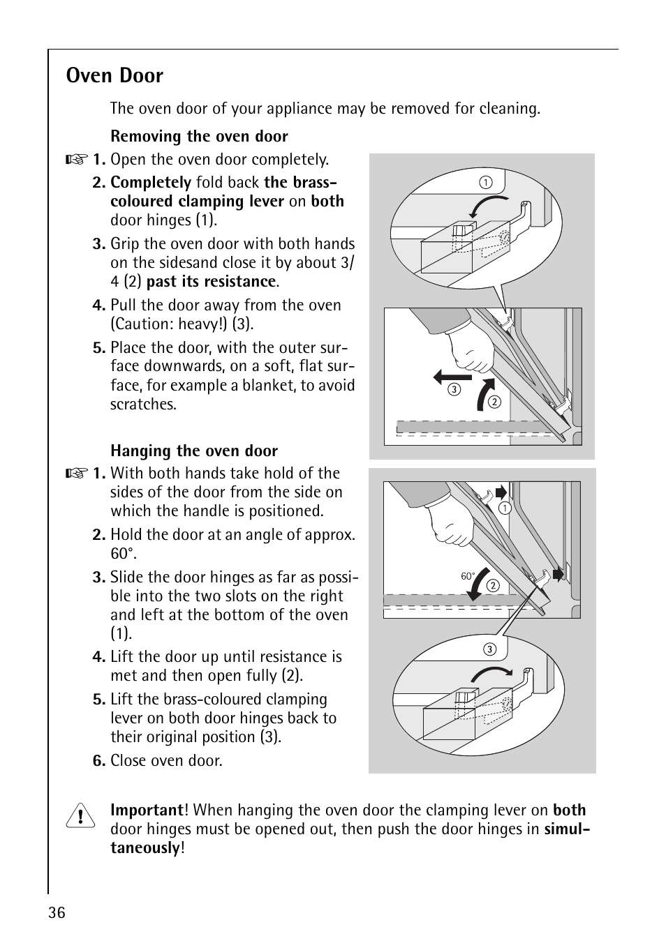 Oven door | AEG COMPETENCE E3000-1 User Manual | Page 36 / 44