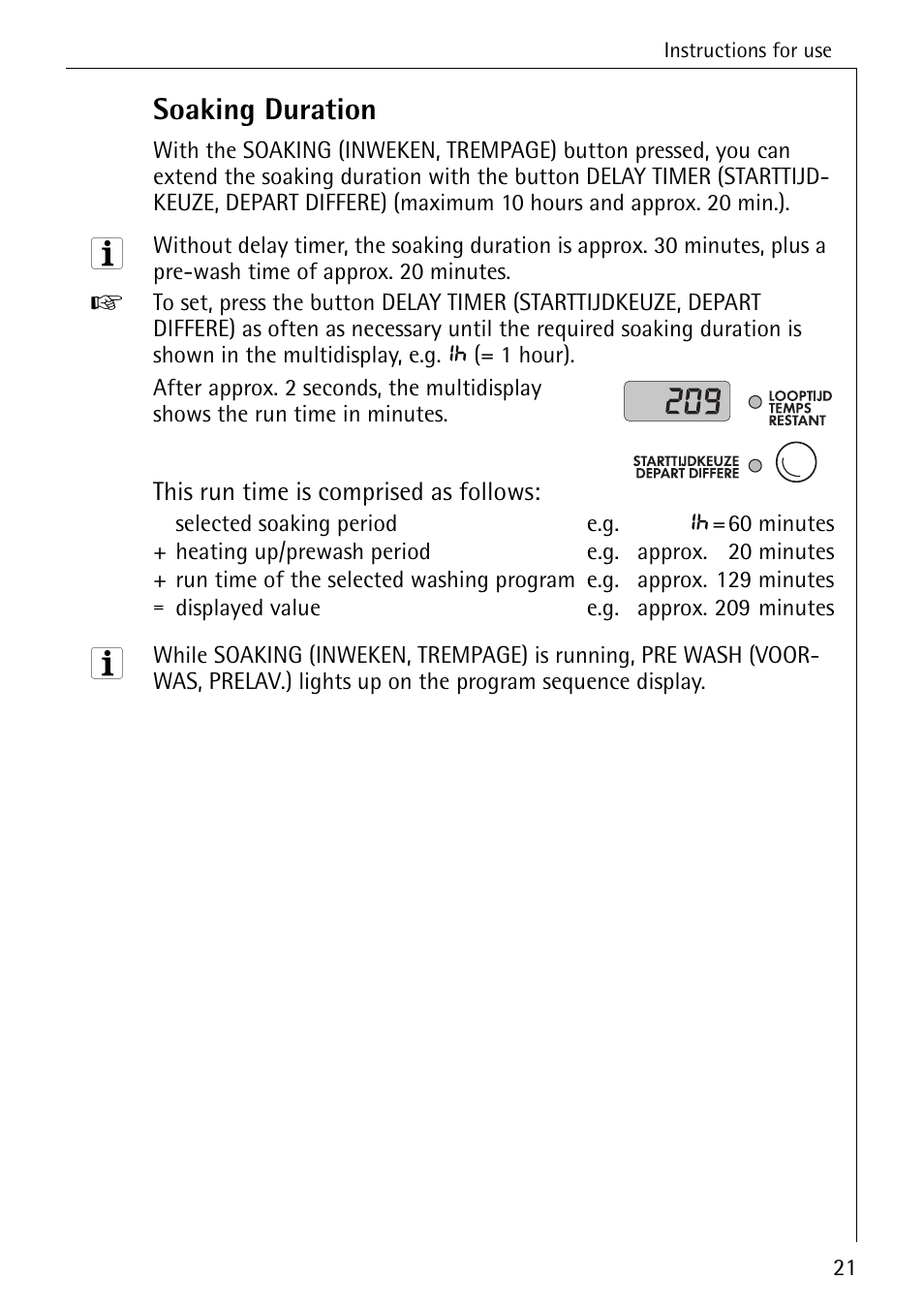 Soaking duration | AEG LAVAMAT 76730 User Manual | Page 21 / 56