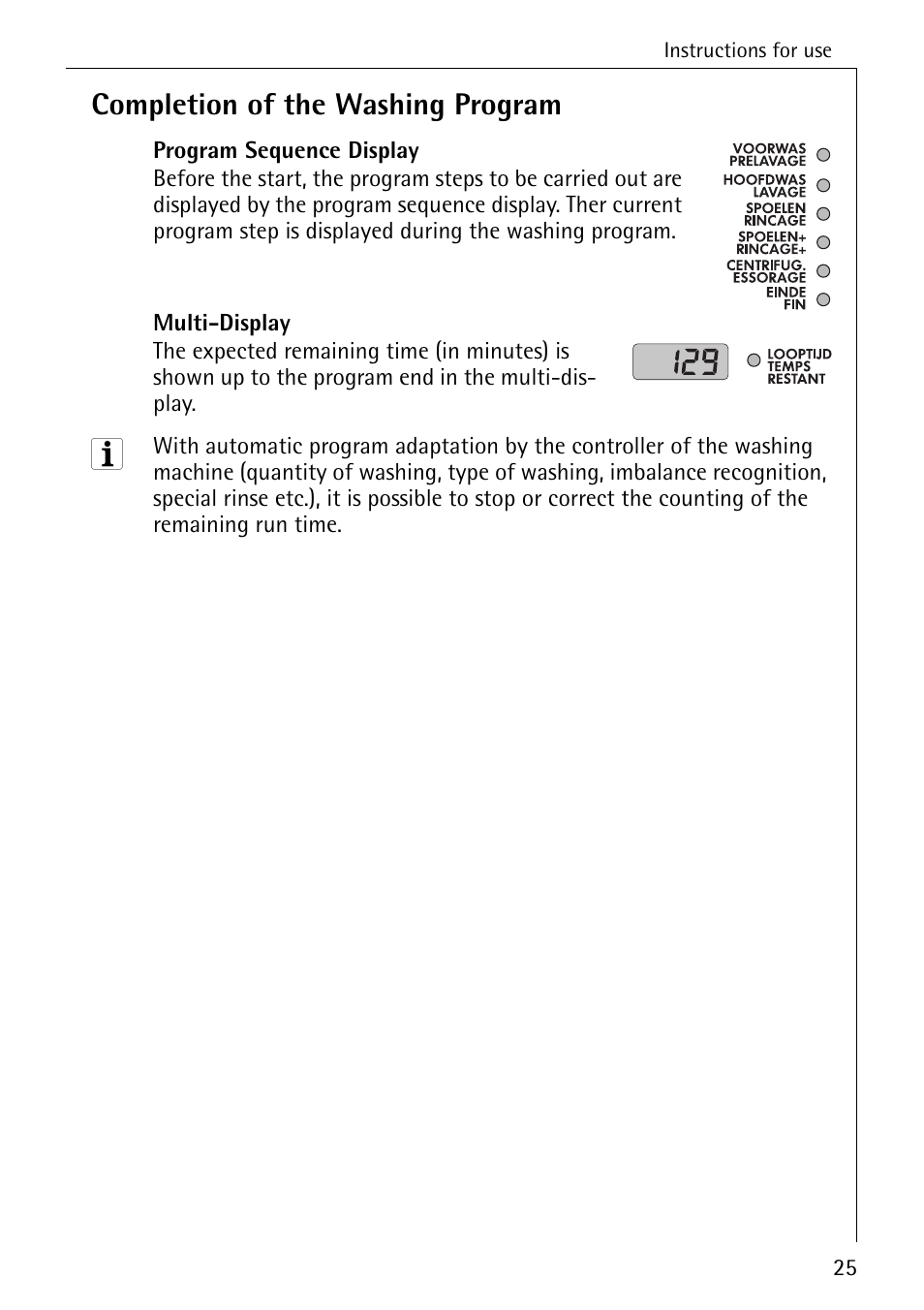 Completion of the washing program | AEG LAVAMAT 76730 User Manual | Page 25 / 56