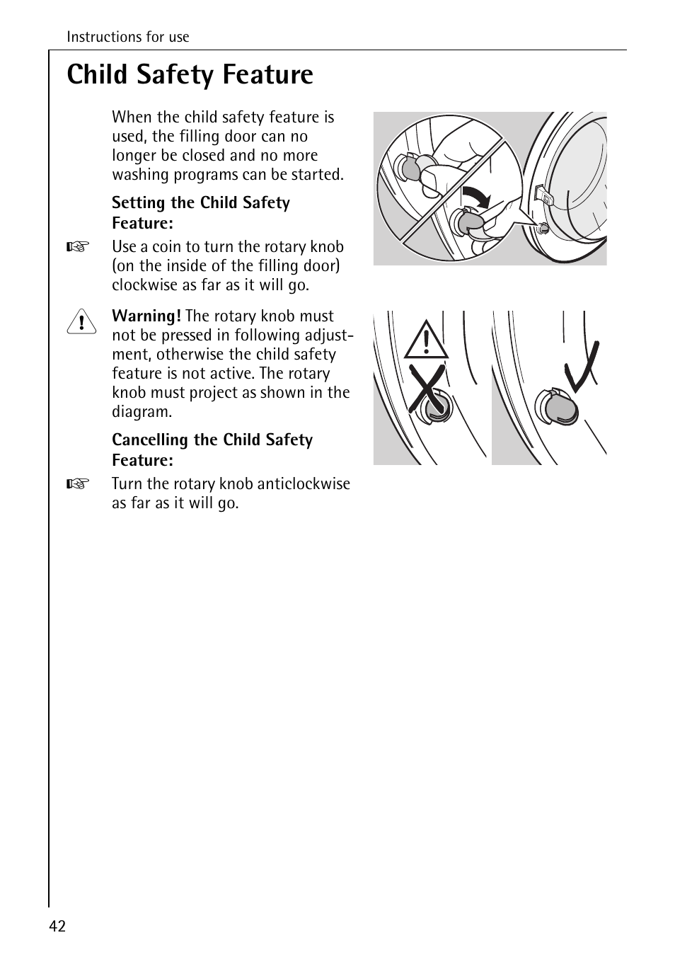 Child safety feature | AEG LAVAMAT 76730 User Manual | Page 42 / 56