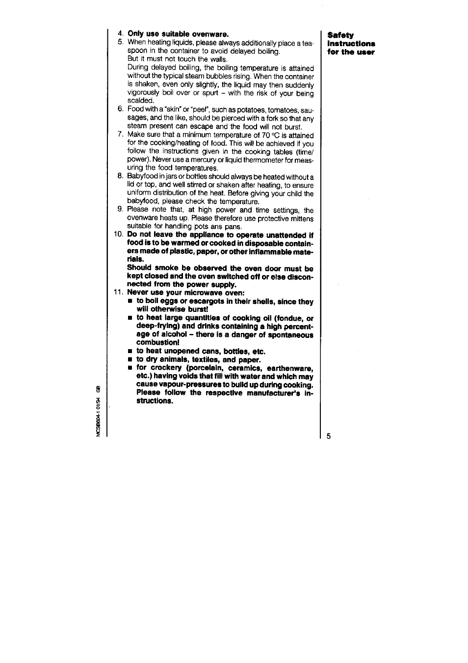 Only use suitable ovenware, Never use your microwave oven | AEG MICROMAT 625 User Manual | Page 5 / 40