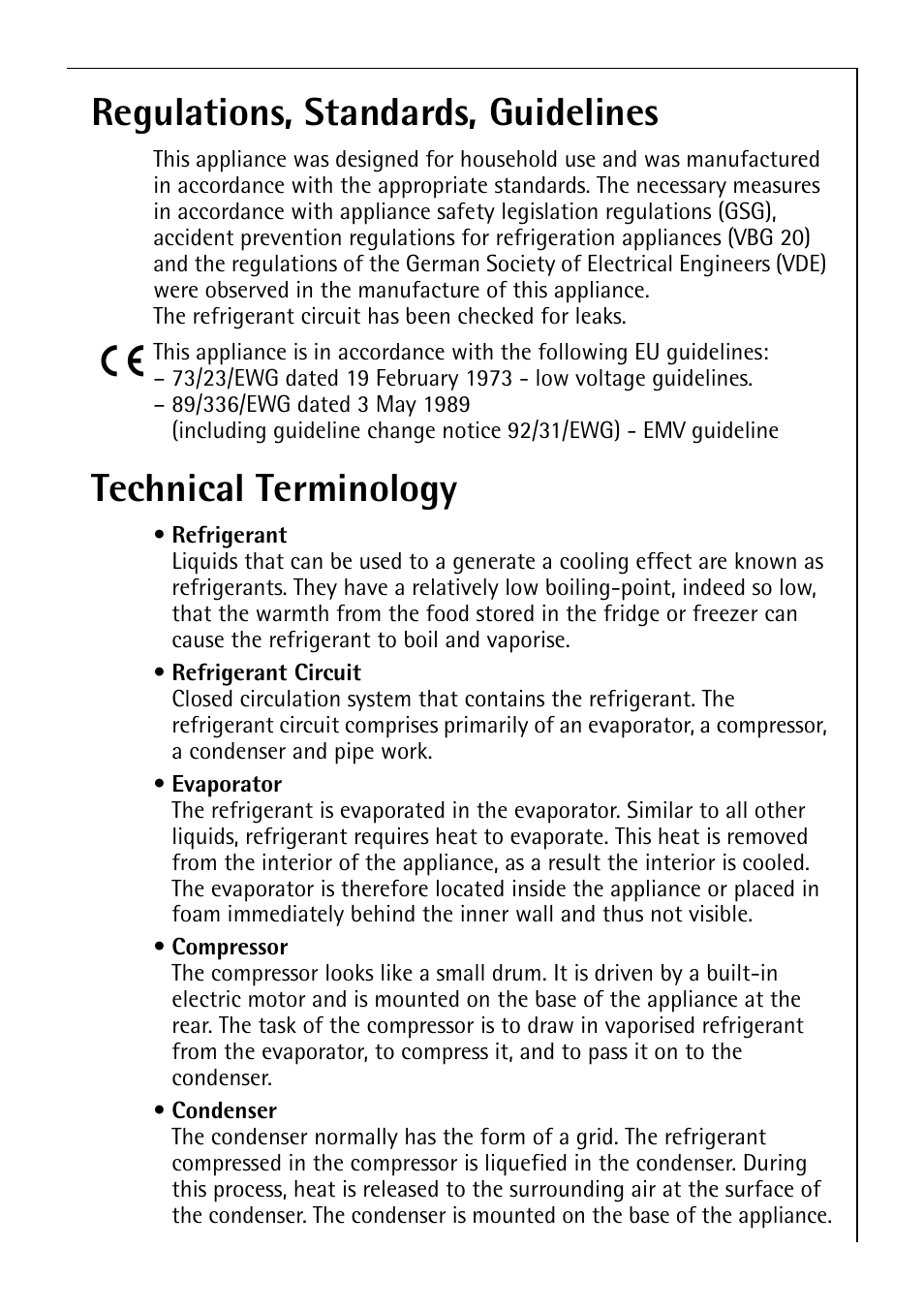 Regulations, standards, guidelines, Technical terminology | AEG 72358-KA3 User Manual | Page 29 / 32