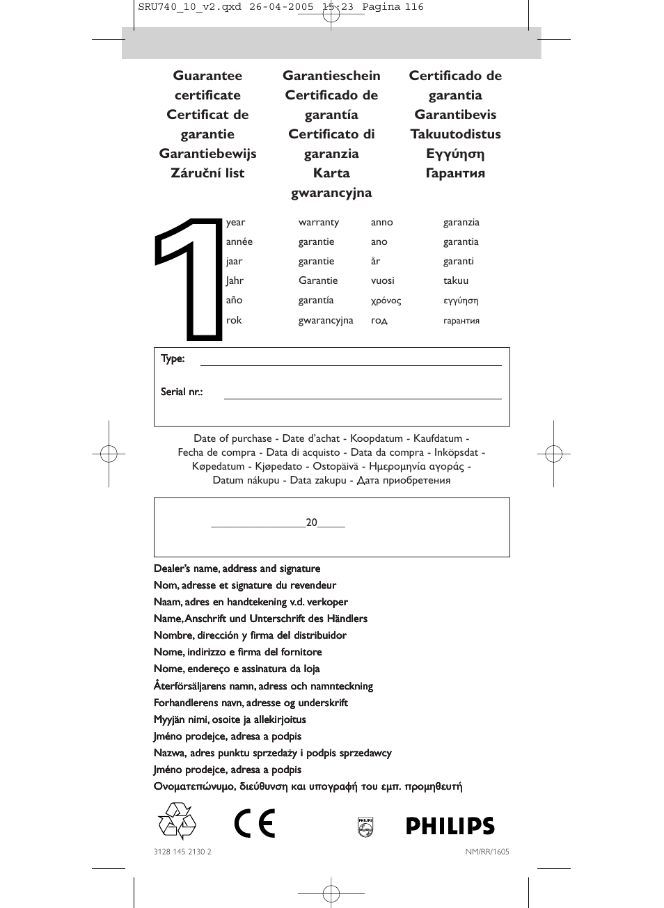 Philips Mando a distancia universal User Manual | Page 116 / 116