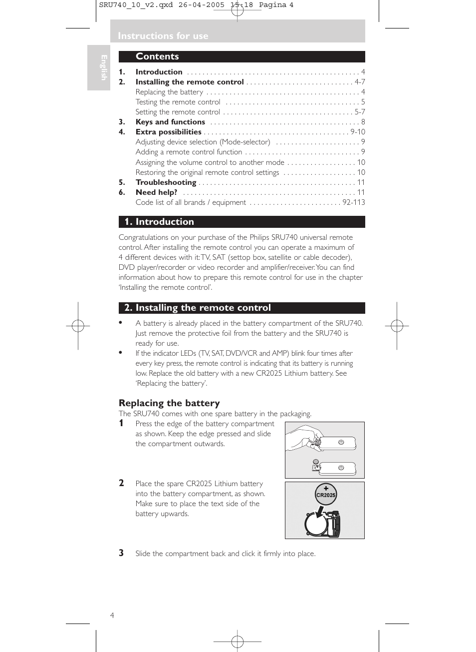 Philips Mando a distancia universal User Manual | Page 4 / 116