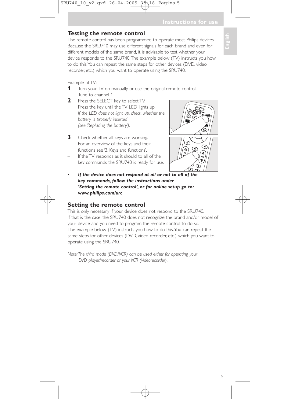 Philips Mando a distancia universal User Manual | Page 5 / 116