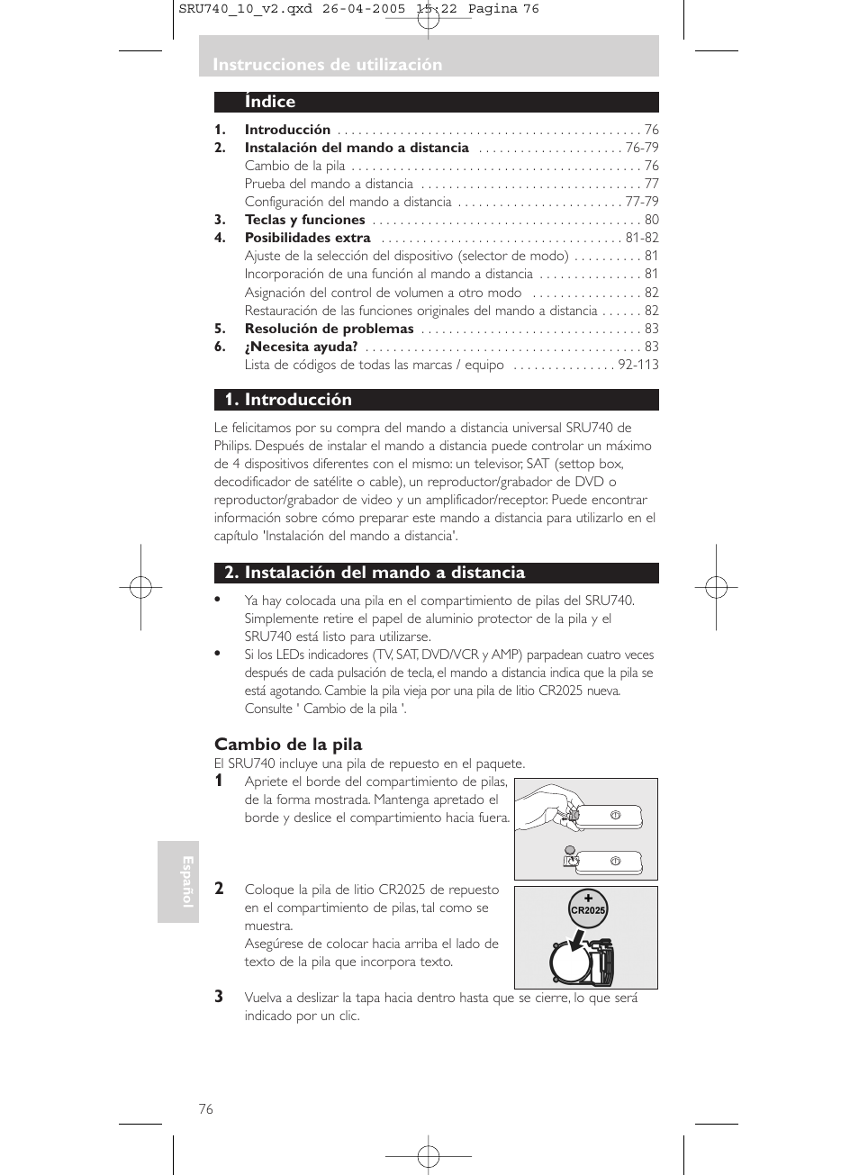 Philips Mando a distancia universal User Manual | Page 76 / 116