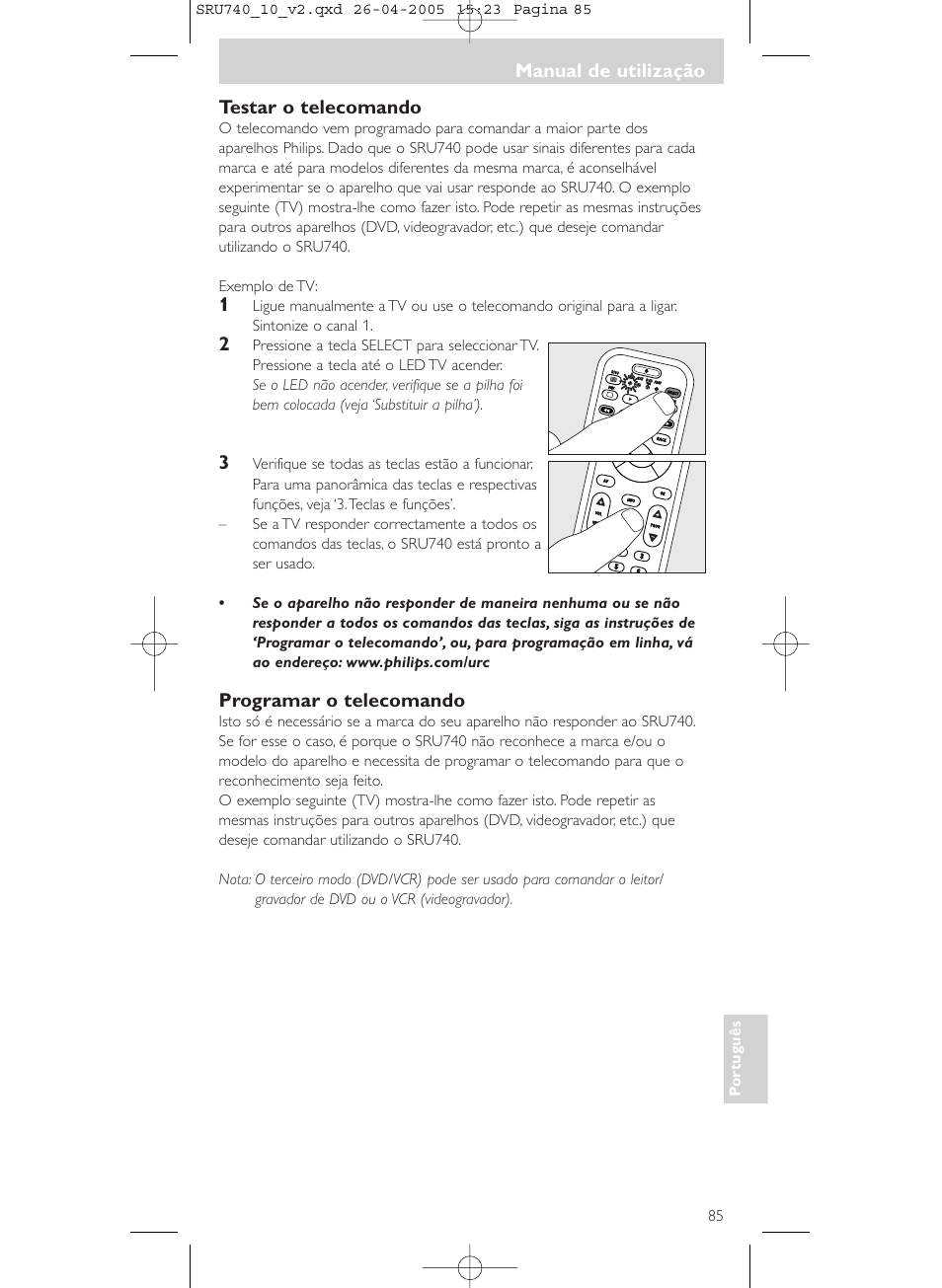 Philips Mando a distancia universal User Manual | Page 85 / 116