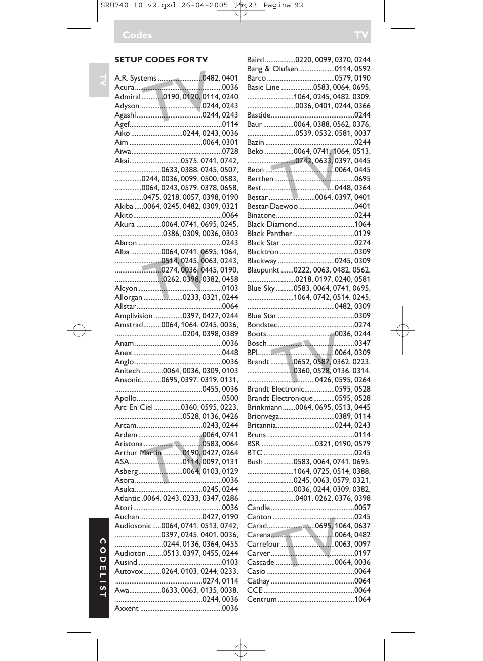 Philips Mando a distancia universal User Manual | Page 92 / 116