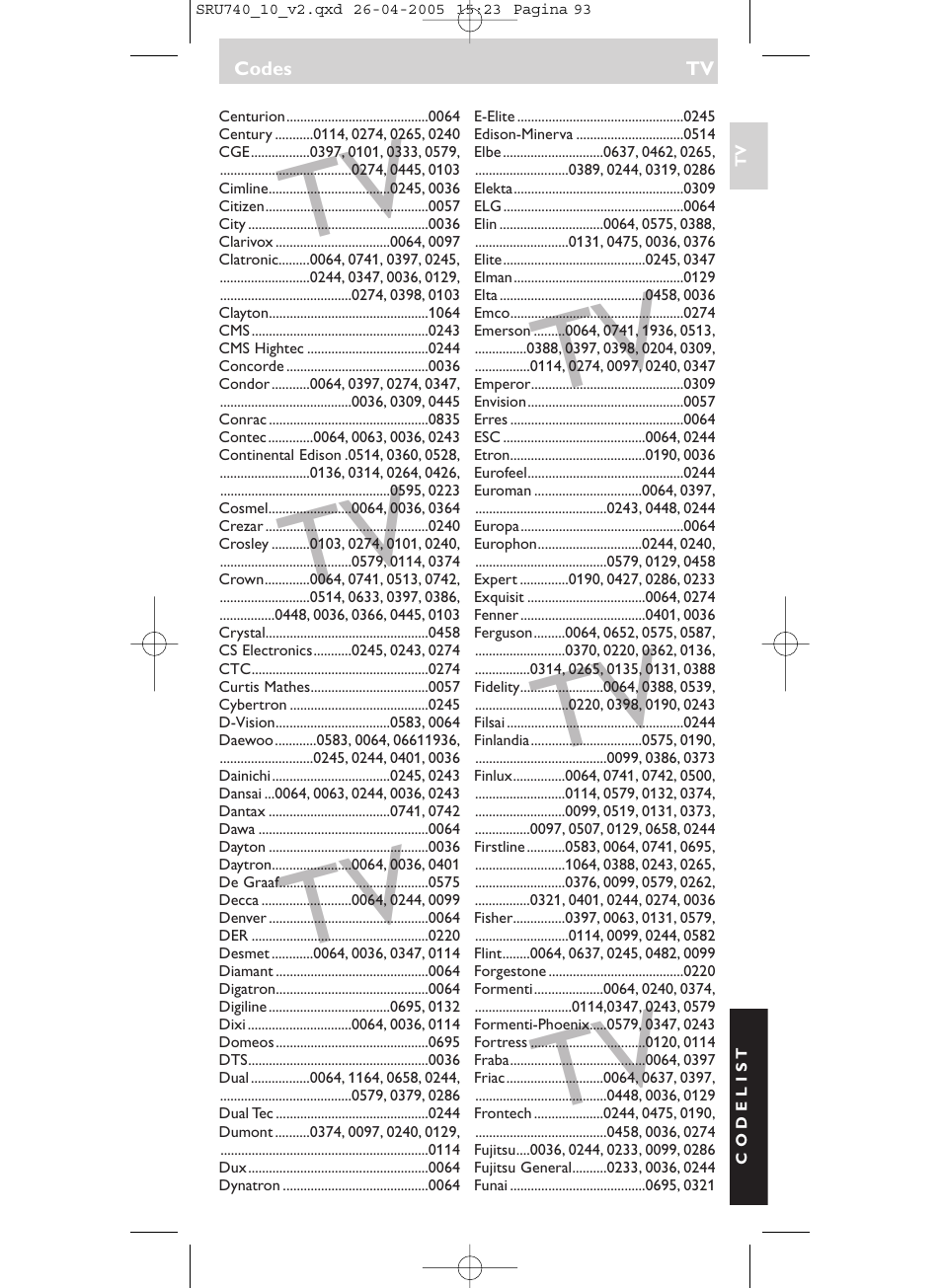 Philips Mando a distancia universal User Manual | Page 93 / 116