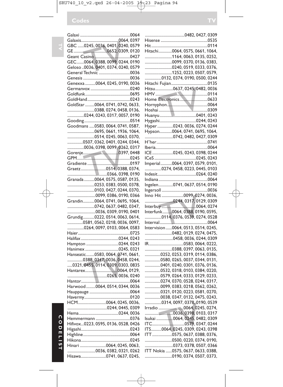 Philips Mando a distancia universal User Manual | Page 94 / 116