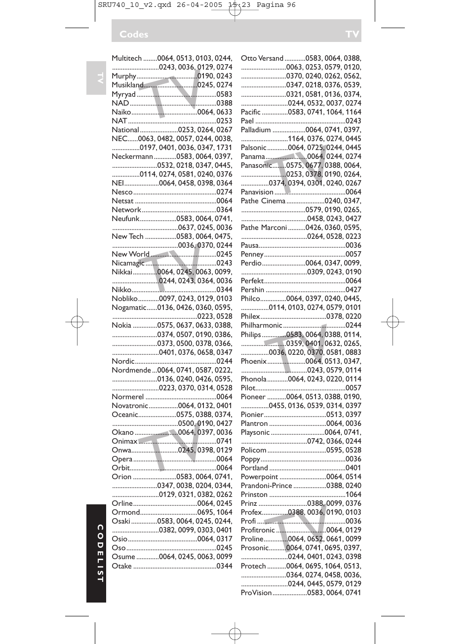 Philips Mando a distancia universal User Manual | Page 96 / 116