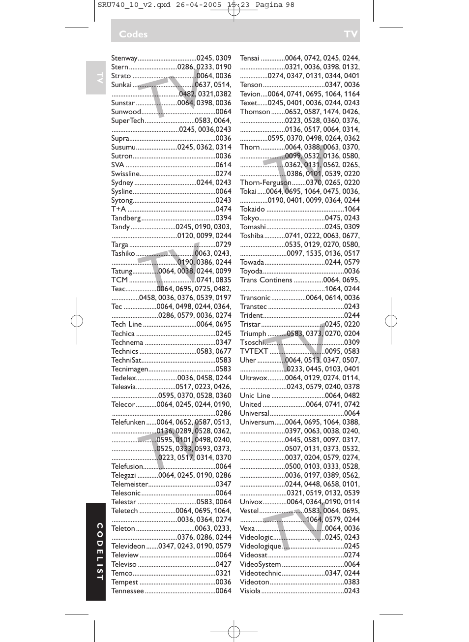 Philips Mando a distancia universal User Manual | Page 98 / 116