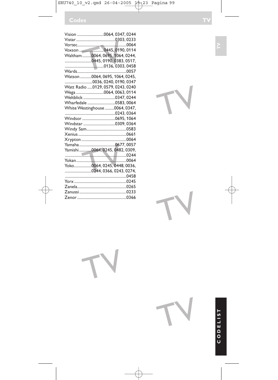 Philips Mando a distancia universal User Manual | Page 99 / 116