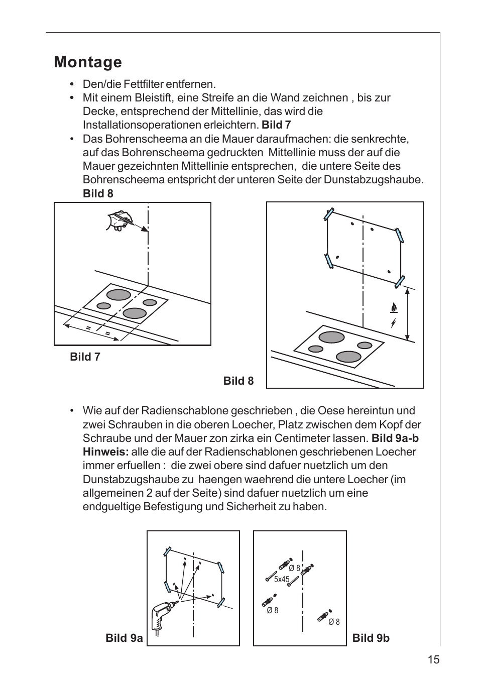 Montage | AEG DK 4360 User Manual | Page 15 / 68