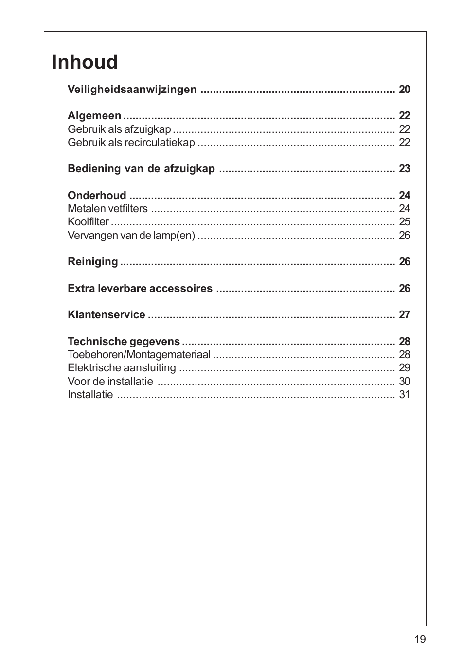 Inhoud | AEG DK 4360 User Manual | Page 19 / 68