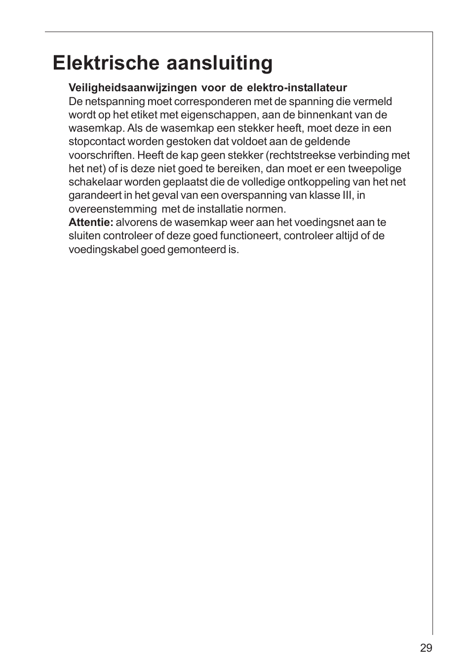 Elektrische aansluiting | AEG DK 4360 User Manual | Page 29 / 68