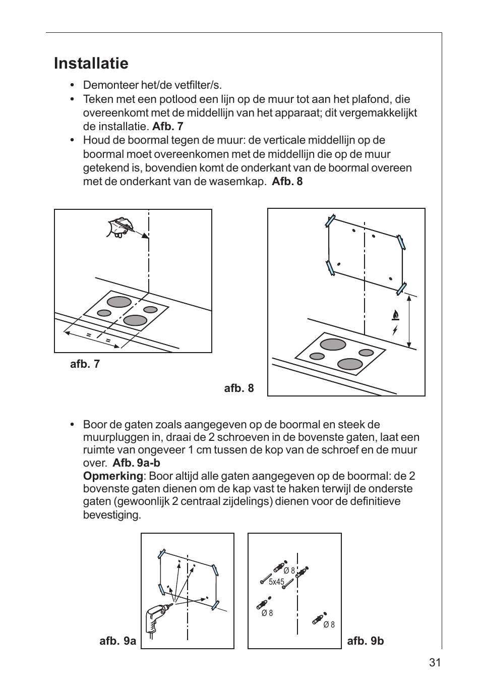 Installatie | AEG DK 4360 User Manual | Page 31 / 68