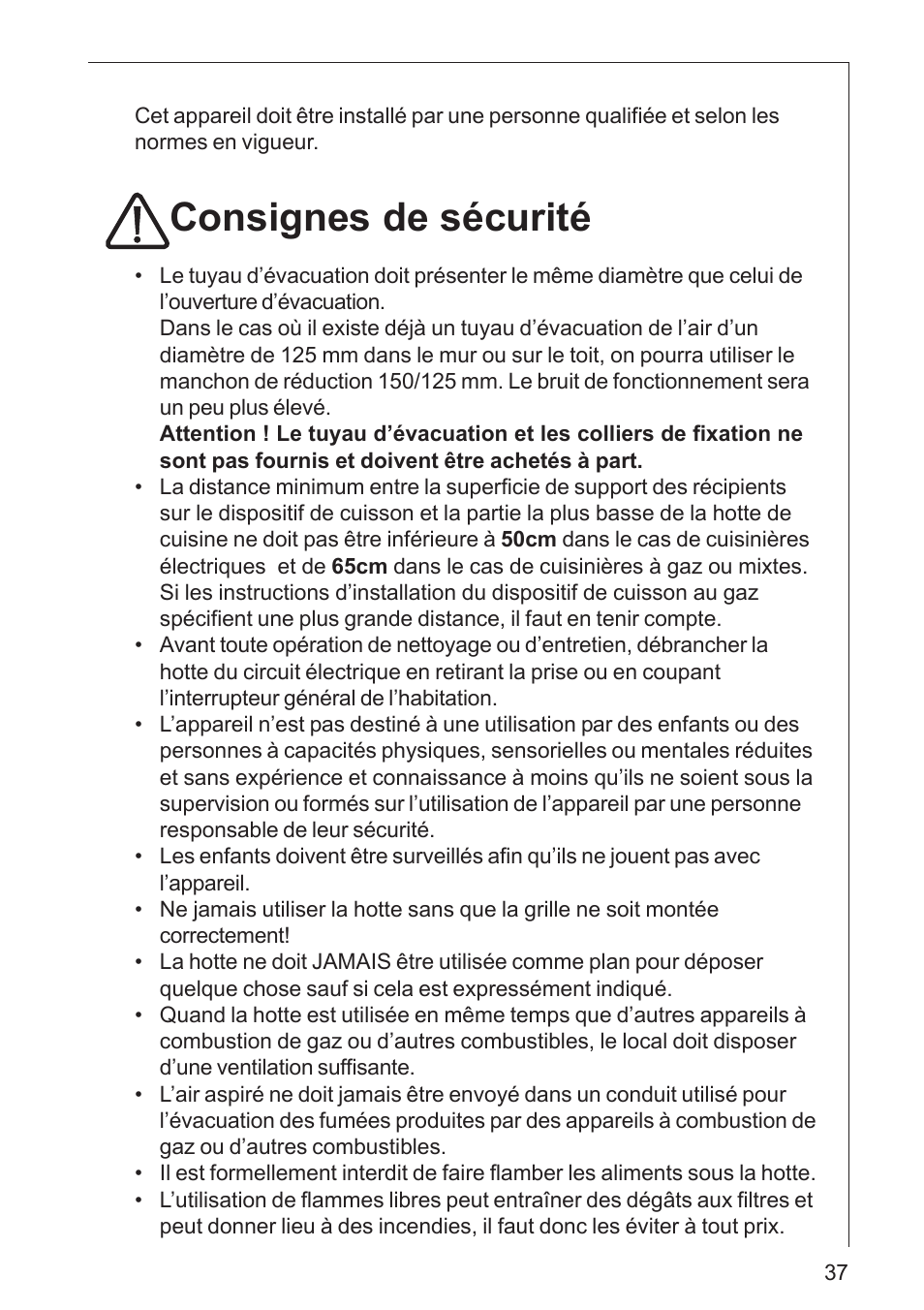 Consignes de sécurité | AEG DK 4360 User Manual | Page 37 / 68