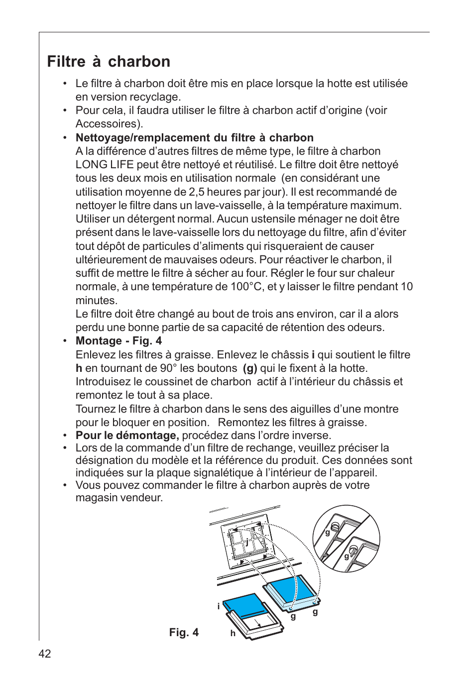 Filtre à charbon | AEG DK 4360 User Manual | Page 42 / 68