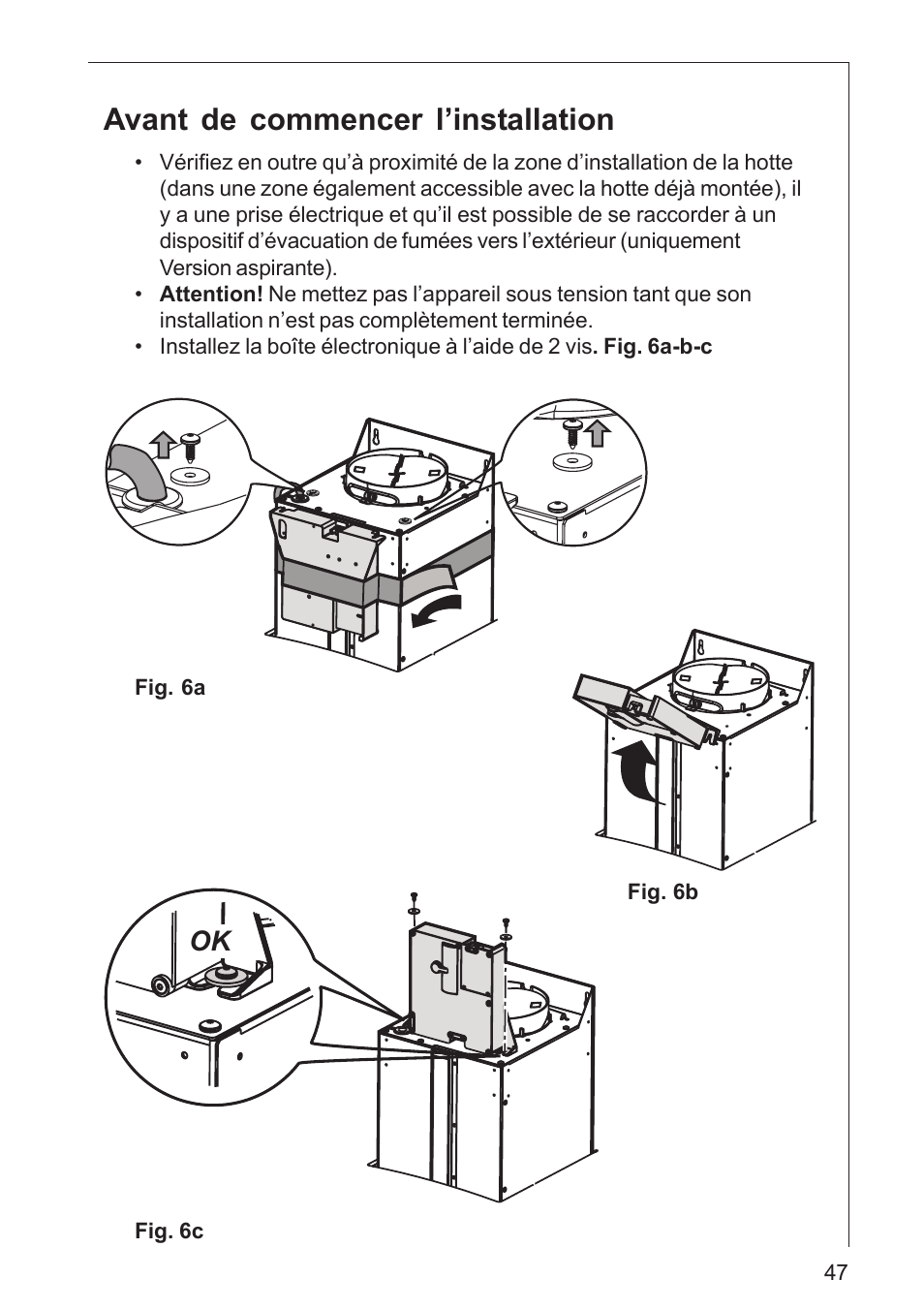 Avant de commencer l’installation | AEG DK 4360 User Manual | Page 47 / 68