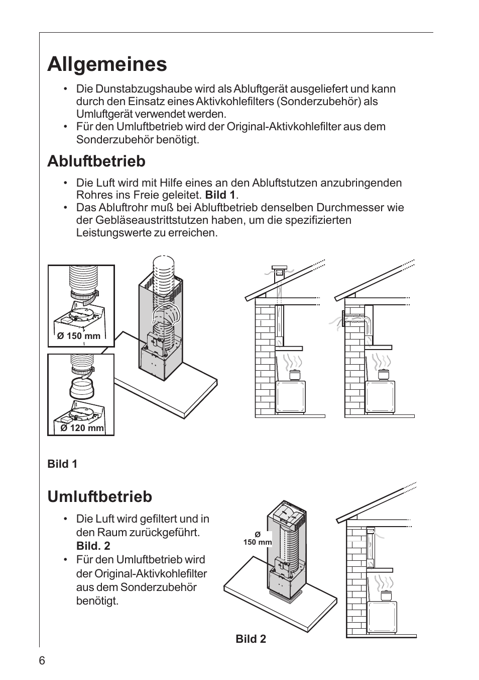 Allgemeines, Abluftbetrieb, Umluftbetrieb | AEG DK 4360 User Manual | Page 6 / 68