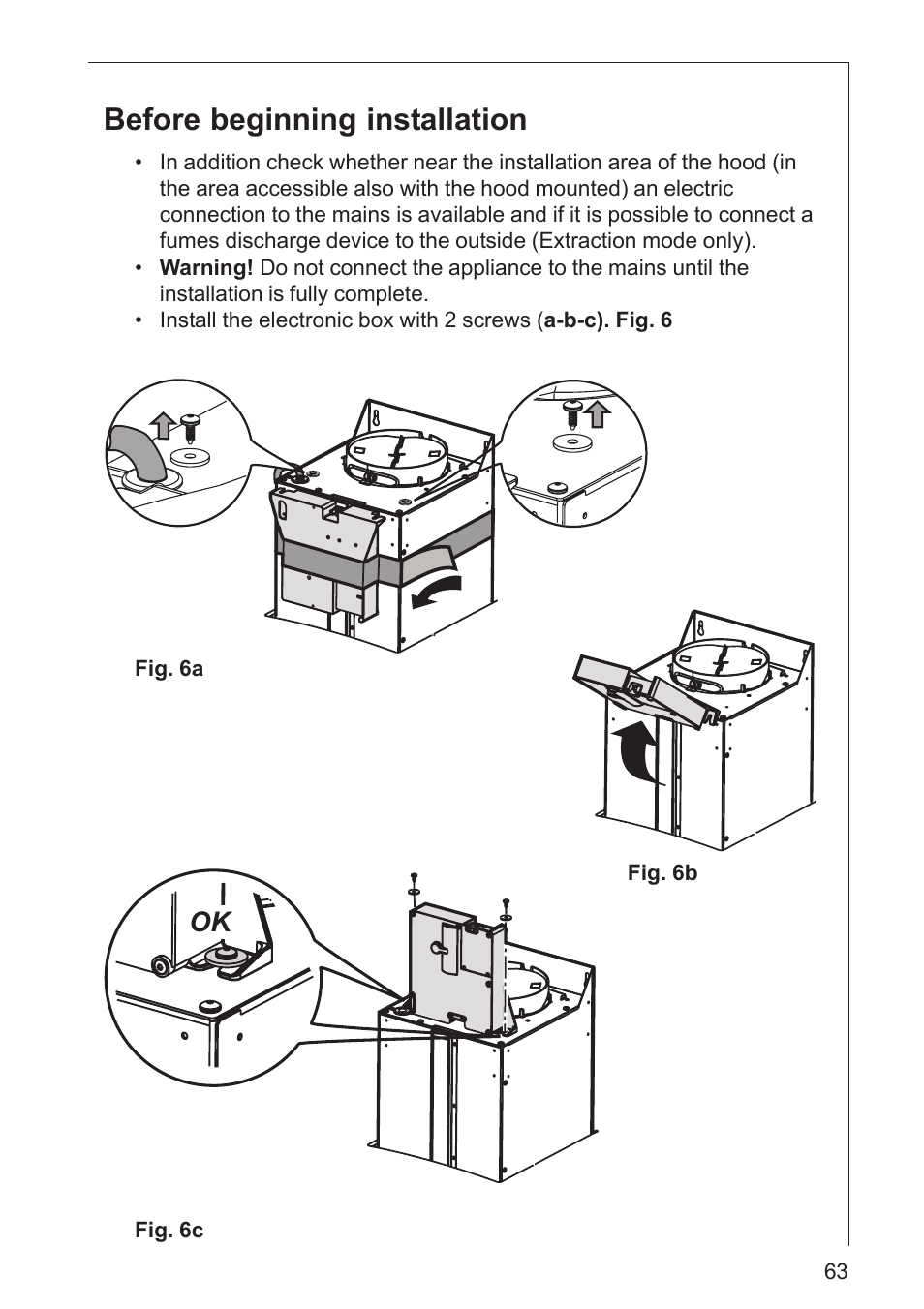 Before beginning installation | AEG DK 4360 User Manual | Page 63 / 68