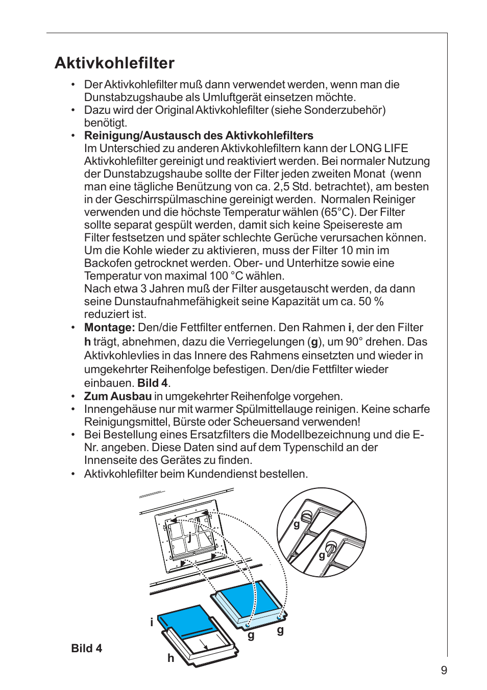 Aktivkohlefilter | AEG DK 4360 User Manual | Page 9 / 68