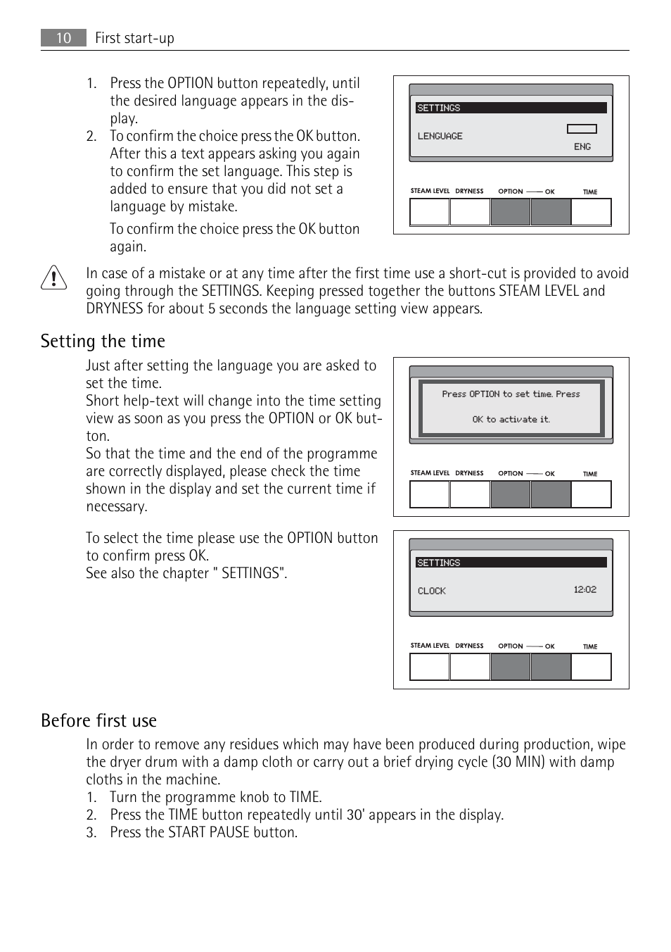 Setting the time, Before first use | AEG 88840 User Manual | Page 10 / 48