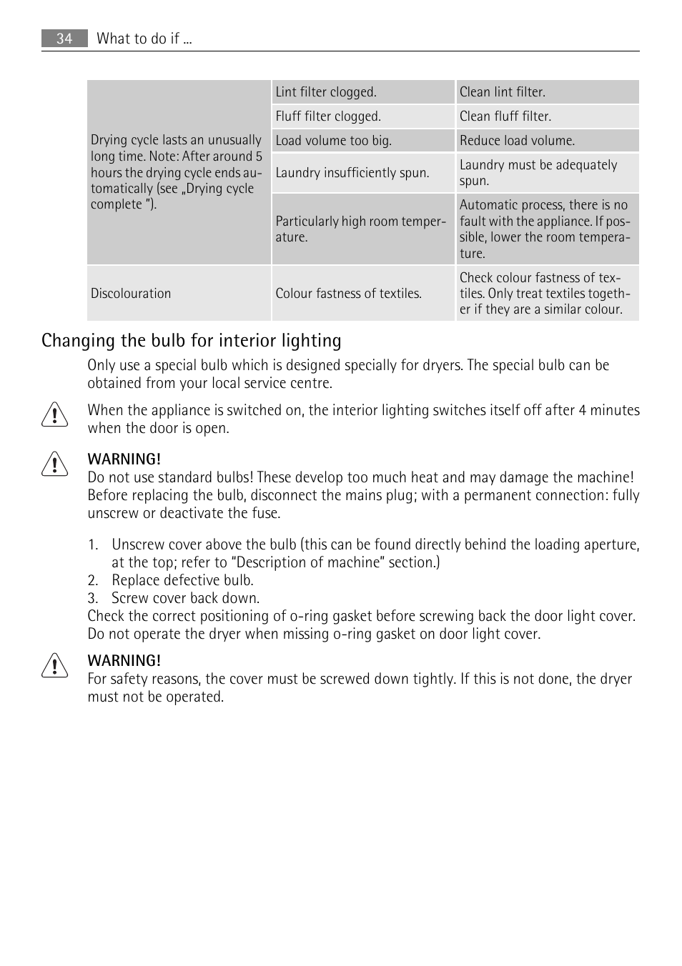 Changing the bulb for interior lighting | AEG 88840 User Manual | Page 34 / 48