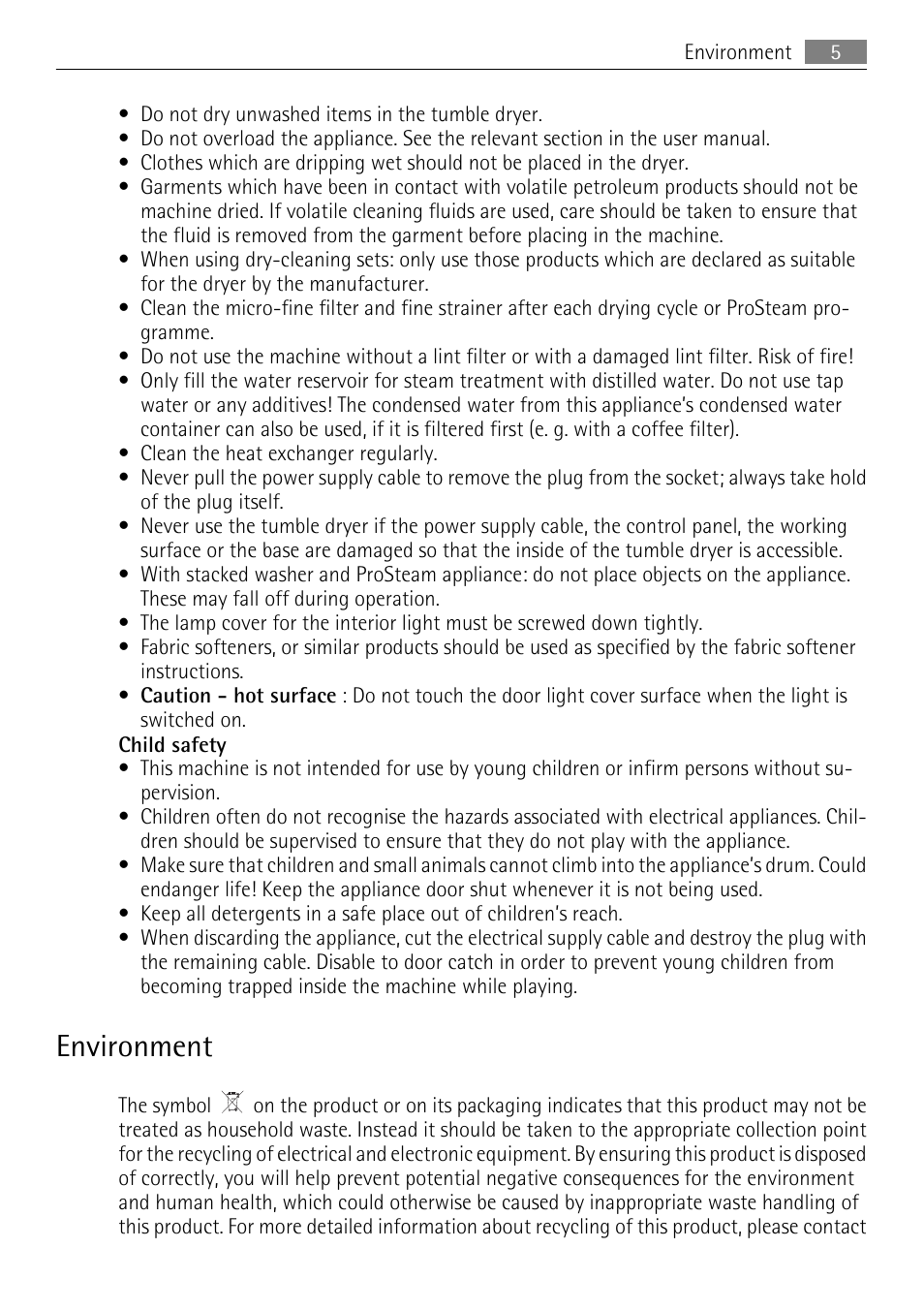 Environment | AEG 88840 User Manual | Page 5 / 48