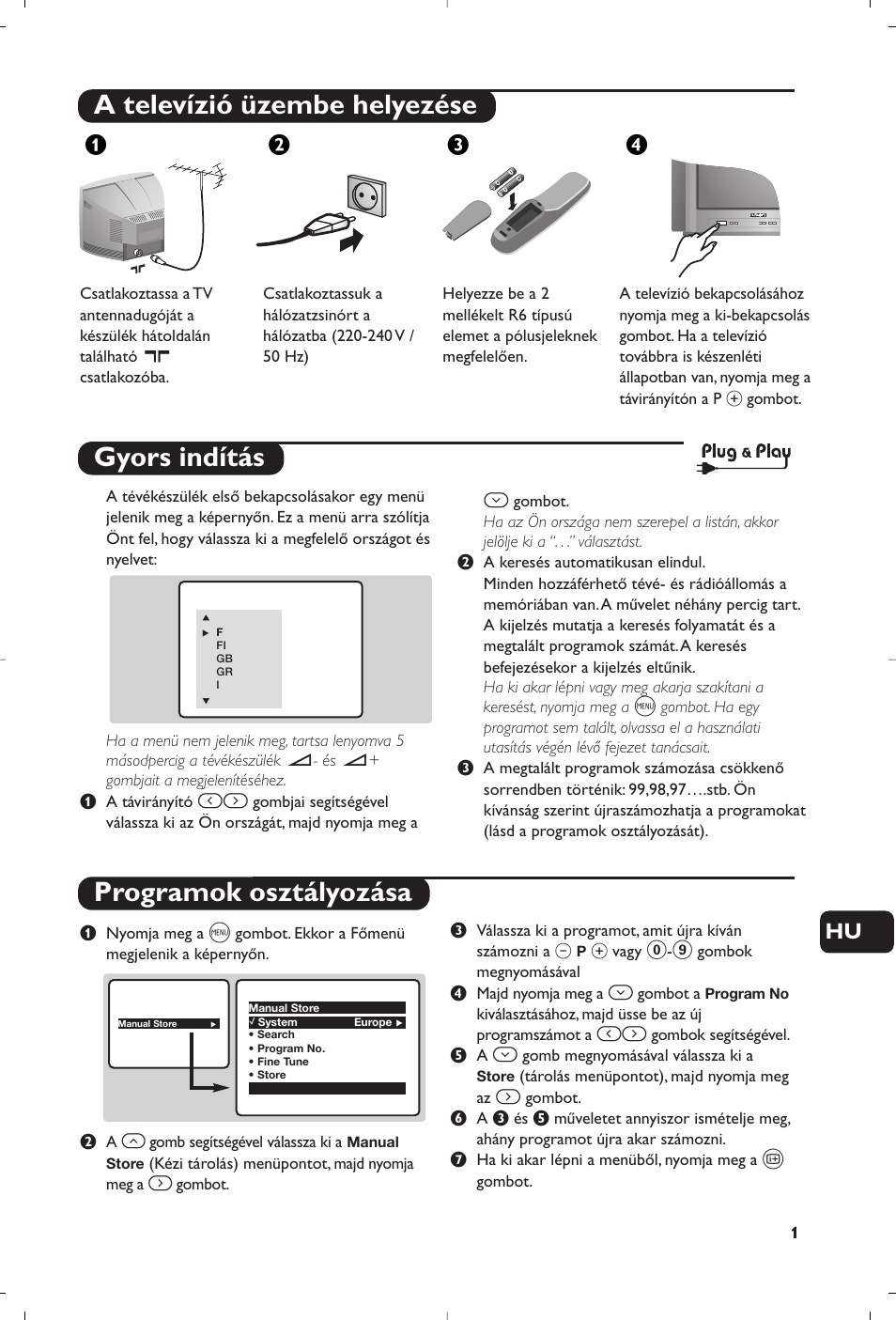 A televízió üzembe helyezése, Gyors indítás programok osztályozása, Жв к | Philips TV User Manual | Page 73 / 96