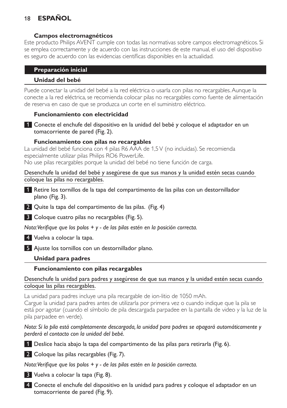 Danger, Warning, Caution | General, Additional battery information | Philips AVENT Vigilabebés con vídeo digital User Manual | Page 18 / 44