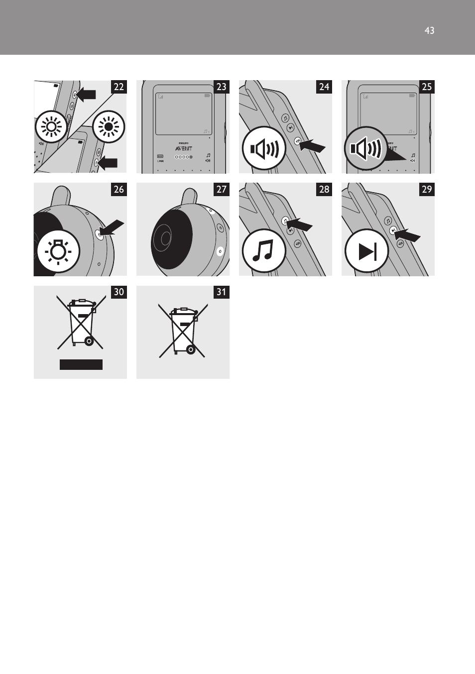 Philips AVENT Vigilabebés con vídeo digital User Manual | Page 43 / 44