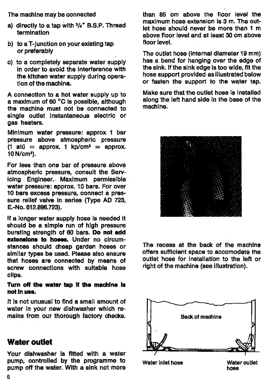 Water outlet | AEG FAVORIT 146 User Manual | Page 6 / 20