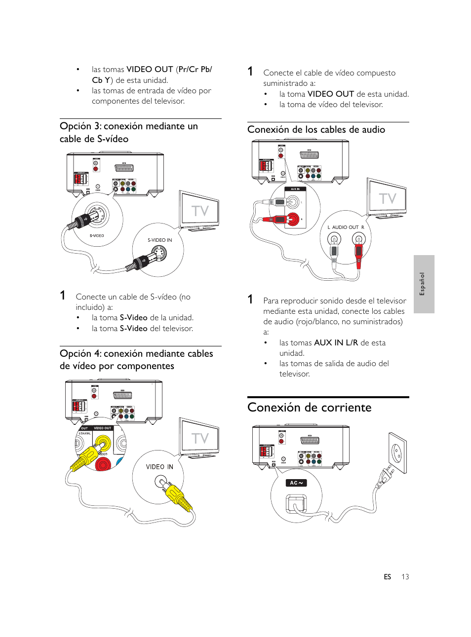 Conexión de corriente | Philips Microcadena DVD por componentes User Manual | Page 112 / 269