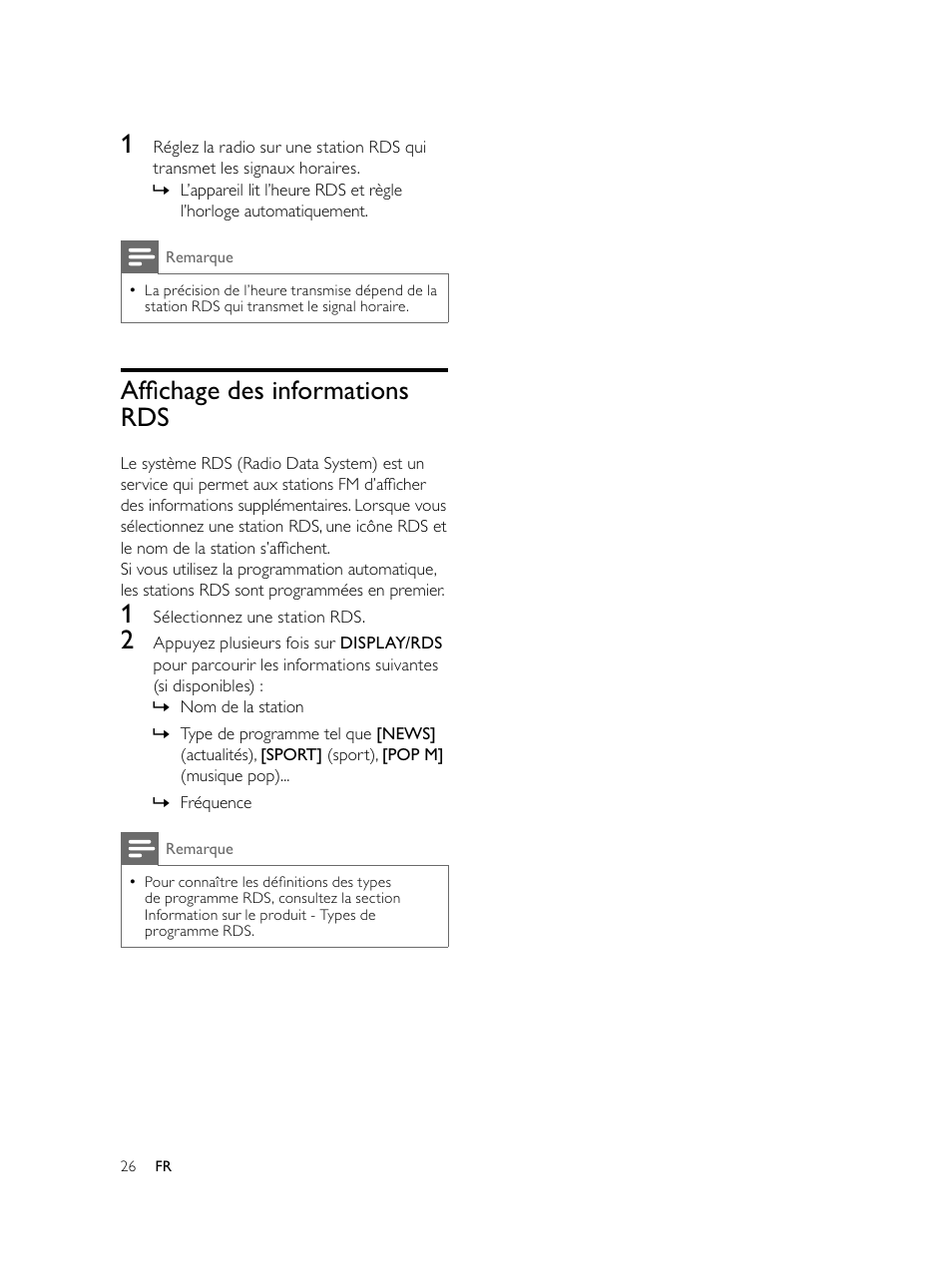 Afﬁ chage des informations rds | Philips Microcadena DVD por componentes User Manual | Page 159 / 269