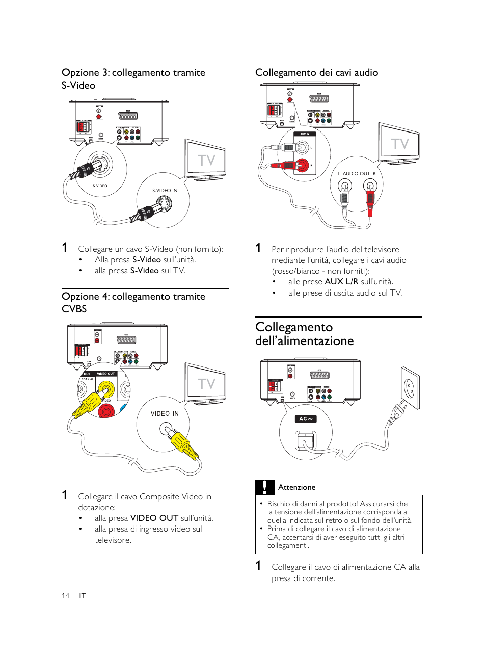 Collegamento dell’alimentazione | Philips Microcadena DVD por componentes User Manual | Page 181 / 269