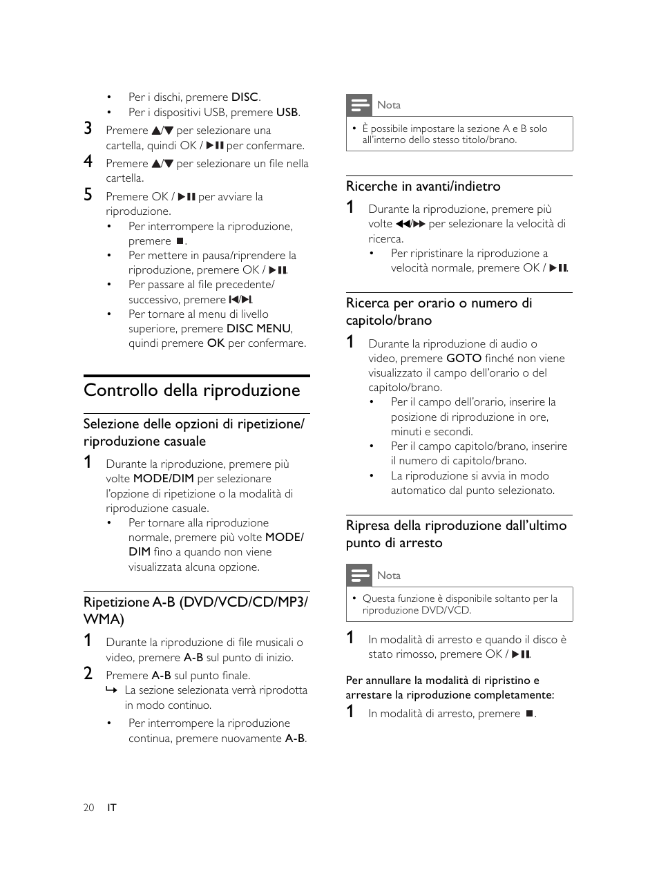 Controllo della riproduzione | Philips Microcadena DVD por componentes User Manual | Page 187 / 269
