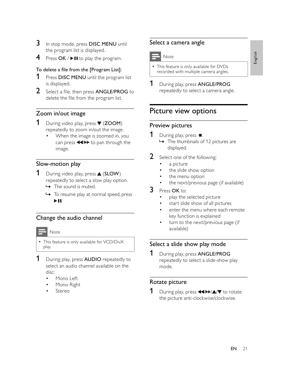 Picture view options | Philips Microcadena DVD por componentes User Manual | Page 20 / 269