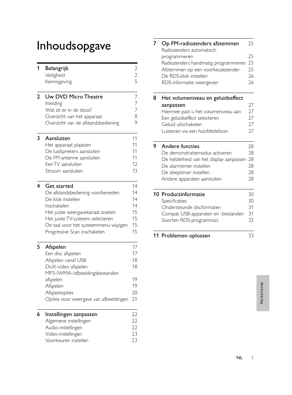 Inhoudsopgave | Philips Microcadena DVD por componentes User Manual | Page 202 / 269