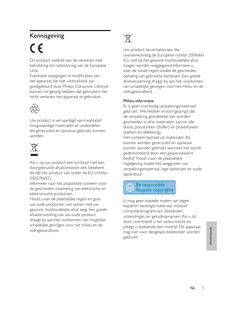 Kennisgeving | Philips Microcadena DVD por componentes User Manual | Page 206 / 269